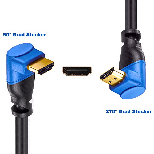 deleyCON 1m HDMI 90° Grad Winkel Kabel – kompatibel zu HDMI 2.0/1.4 – UHD / 4K / HDR / 3D / 1080p / 2160p / ARC – High Speed mit Ethernet - 4