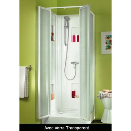 Cabine de douche IZIBOX carrée 80x80cm, installation en angle ou encastrée, équipement...