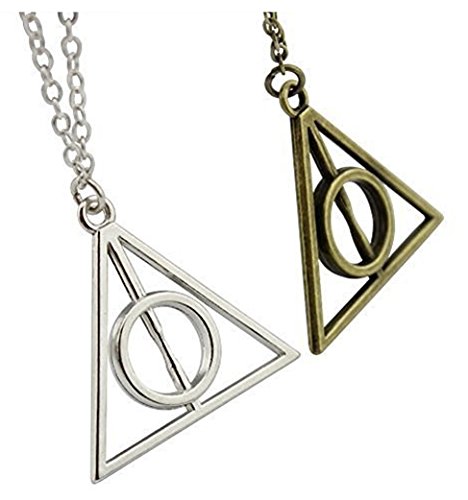 Inception Pro Infinite 2 X Collar con Colgante - Triángulo - Harry - Las Reliquias de la Muerte - Color Plata - Deathly Hallow