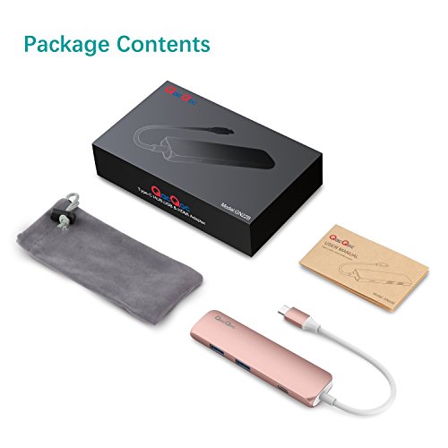 USB C Hub GN22B Multi-Ports Typ C Adapter mit 1 USB-C Ladeanchluss, 1 HDMI Port, 2 USB 3.0 Port s mit rasender Geschwindigkeit Aluminumgehäuse geeignet für Macbook 2015/2016 und Macbook Pro 2016 （Rosa Gold） - 7