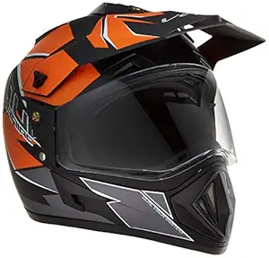 Vega Off Road D/V Moto X Full Face Helmet (Dull Black and Orange, Large)