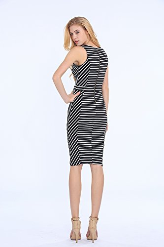 Eliacher Damen Casual Langarm gestreift Strick Kleid 6276 (XL) - 7