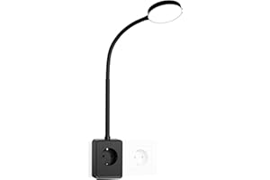 ENUOTEK Lampe de Lecture Noir avec Prise et Fiche, Liseuse Murale Dimmable avec Sortie USB et Type C, Applique Liseuse LED Tête de Lit 4.5W 400Lm, Couleur de Lumière Réglable 3000K 4000K 5000K