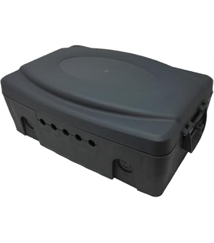 DRiBOX - IP55 Weerbestendige Buitenshuis Elektrische Aansluitdoos Netsnoerbehuizing voor Kerstverlichting, Timers, Verlengkabels, Kabels, Rollen, Transformatoren (Zwart, Groot