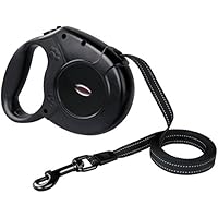 AROVA aufrollbare Hundeleine 5m aus Nylon mit Handgriff, 1-Knopf Stopper & Sperre für kleine, mittlere und große Hunde bis zu 50kg – widerstandsfähiges, einziehbares Nylonband