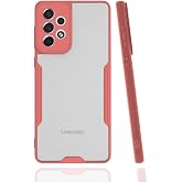 Elfia Samsung Galaxy A73 ile Uyumlu Silikon Kılıf Şeffaf Kamera Lens Korumalı Yumuşak İnce Kapak Parfen Pembe