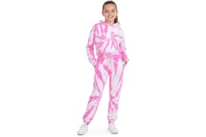 A2Z 4 Kids Girls Tie Dye Tracksuit Crop Hooded Sweatpants Top Bottoms Jogging Suit Joggers Outfit Set Age 5-13 Years