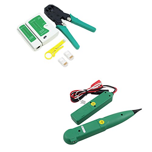 VINGO® Netzwerk kabel tester Kabel Crimpwerkzeug RJ10,11,12,45 LAN, ISDN+50 Stecker Netzwerk-Kabeltester Analyzer Werkzeugsatz - 7