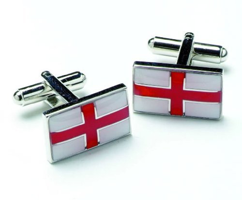 Saint George croix Motif boutons de manchettes en boîte cadeau Angleterre - onyx-art London gmc66