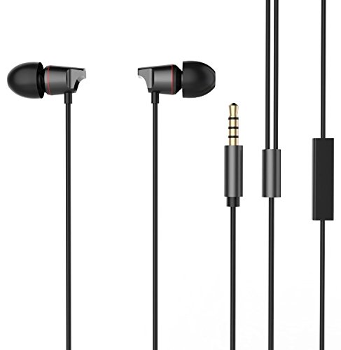 Juârez Acoustics JAW300 METAL Stereo Earphones Headphone Headset Super Heavy Bass With Mic, with Noice Cancellation, Tangle Free Cable, Black/Red