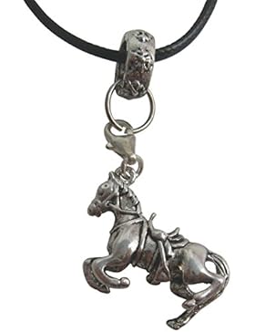 Halskette mit silbernen Anhänger Pferd Lederband inkl. Isalia Schmucketui
