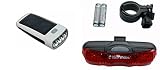 Black Widow Solar Flare Front and Nightflare Rear Bike Light Set. (Front is Solar Powered and USB Powered. Rear has 5 x Super Bright LEDs)