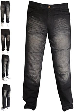 Men's Motorcycle Biker Jeans Trousers Reinforced Protection CE Approved Armour Stylish MAXFIVE Fashion Jeans Black (Waist 42 inches)
