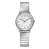 Silber Frühling Elastische Bänder Uhren, Arabische Ziffern Skala Casual Armbanduhren, 25MM Weißes Kleines Zifferblatt