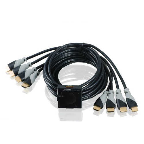 CSL – 3D Ready / Full HD 1080p HDMI Verteiler Set – Mini 3 Port Umschalter/Switch + 4 x 1,5m HDMI-Kabel (24K vergoldete Kontakte) | Dolby True HD - 2