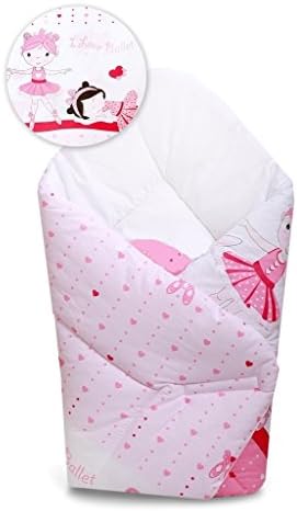 Baby Swaddle Wrap Sleeping Bag Bedding Blanket, Antiallergic "Safe for Baby" (white / pink ballerinas)