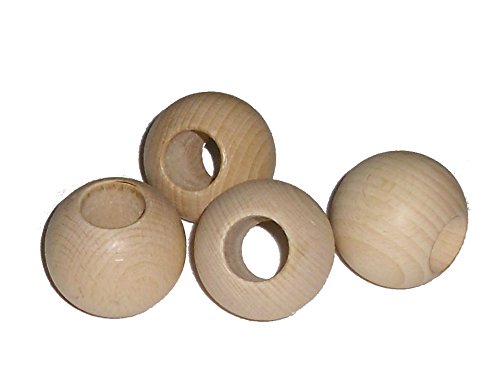 4 Holzkugeln D 40 mm mit durchgehender Bohrung 6 - 30 mm wählbar (Bohrung 6mm)