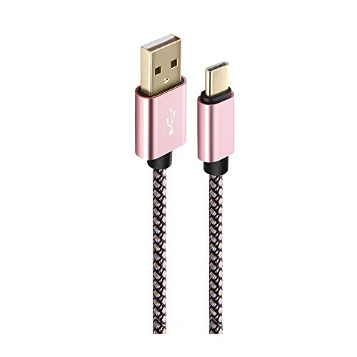 JOMOQ Type-C Kabel, 3-Pack 3.3FT / 6.6FT / 10FT Premium Nylon geflochten, Sync und Charge für Apple Neues Macbook, ChromeBook Pixel, Samsung Galaxy S8 / S8 Plus, Nokia N1, Asus Zen AiO und mehr (2m.Gre + Silv + Rose Gold) - 3