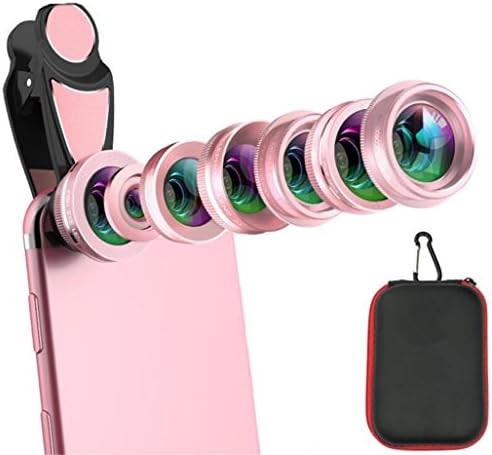 7 In 1 SmartPhone Lens Kit ,Fisheye Lens +Super Wide Angle Lens+Telephoto Lens+ Wide Lens&Macro Lens +CPL lens+Kaleidoscope , Rose gold