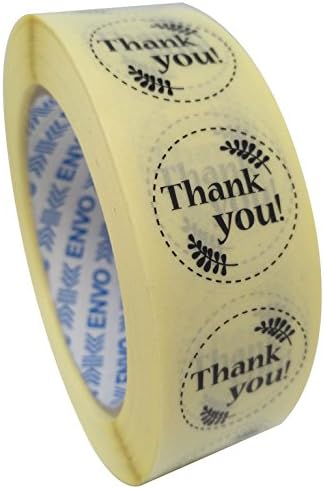 1000 Clear Thank You Stickers Labels Size 25mm - Round Labels On Roll (Clear)