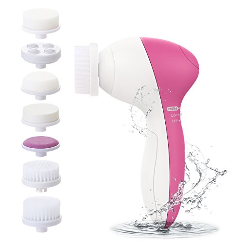 Bindex wasserdichte elektrische Gesichtsreinigungsbürste mit 7 verschiedene Bürstenköpfen für Gesichtspflege Tiefenreinigung Peeling und Massage in einem
