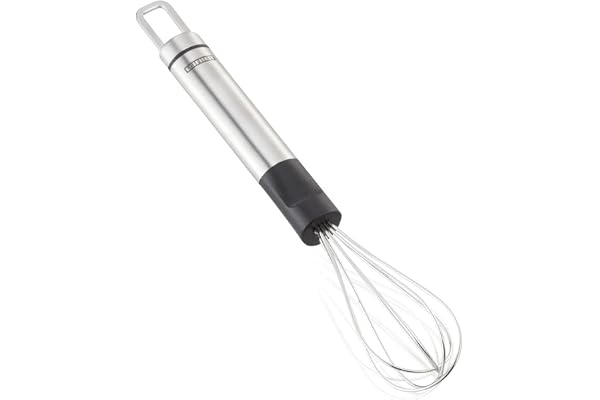 Leifheit Fouet manuel ProLine 21 cm, Fouet de cuisine en inox et plastique avec œillet de suspension, Accessoire de cuisine au manche de forme ovale
