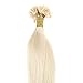 100 Strands 18" 20" 22" Pre Bonded U Tip Human Hair Extensions Keratin Nail Remy Hair Straight Long for Women Beauty, 18"-50g, #60 Platinum Blonde