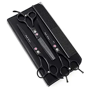 Purple Dragon 7.0 inch Rhinestone Decoration 3PCS Pet Grooming Scissors Dog Hair Cutting & Thinning Shears Set