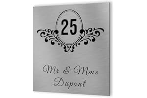 DECOHO - Numéro de maison extérieur personnalisable en Dibond Aluminium - modèle Baroque - hauteur : 20 cm