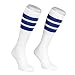 Produktbild Skatersocks Skater Socken 22 Inch Tube Socks gestreifte retro Kniestrümpfe weiß blau