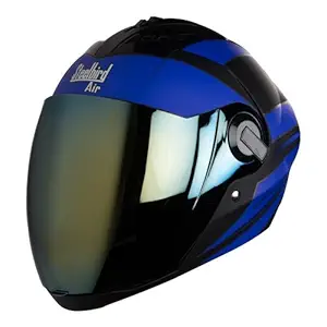 Steelbird Air SBA-2 Streak Matt Black Blue with Gold Visor,580 mm