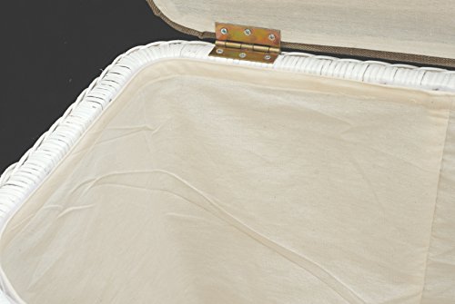 Rattan Wäschekorb / Wäschetruhe in der Farbe Weiss mit gepolsterten Sitz – Versandkostenfrei in DE, Großer heller Wäschesammler/Sitztruhe aus Natur-Rattan auch perfekt als Badhocker/Sitzhocker - 6