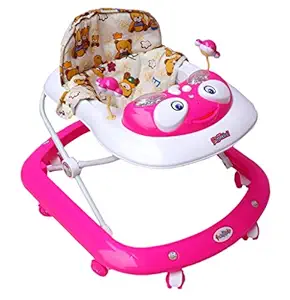 eHomeKart Musical Baby Walker - Crystal Activity Walkers for Kids with Music, Light and Adjustable Height - for Boys and Girls - Suitable Age 9 Months + (Pink)