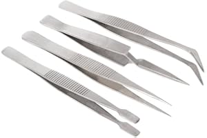 Saraoriginalshop Set 4 Pinzette a molla in Metallo Antistatiche Pinzette di Precisione Riparazione Elettronica Modellismo Orologeria, Decoupage Bricolage Fai da Tè.
