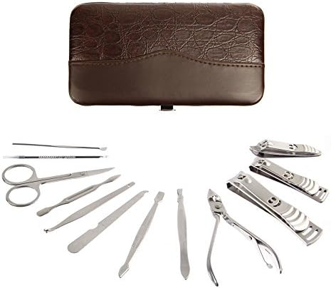 Nail Care Set Nails Clipper Cutter Manicure Set Cuticle Pusher Remover Grooming Moustache Eyebrow Trimmer Manicure Tools Stainless Steel Pedicure File Kit Nail Storage Case Bag for Girls Women Men Home Travel Use 12pcs
