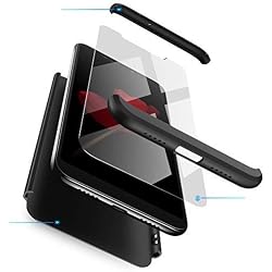 Compatible Samsung Galaxy S7 EDGE Funda(2018)Carcasa 360°ultra fina Protectora cojín+Vidrio Templado Pantalla Protector,3 in 1 PC Hard Caja Caso Skin Case Cover Carcasa para Galaxy S7 EDGE Negro