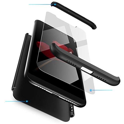Compatible Samsung Galaxy S7 EDGE Funda(2018)Carcasa 360°ultra fina Protectora cojín+Vidrio Templado Pantalla Protector,3 in 1 PC Hard Caja Caso Skin Case Cover Carcasa para Galaxy S7 EDGE Negro