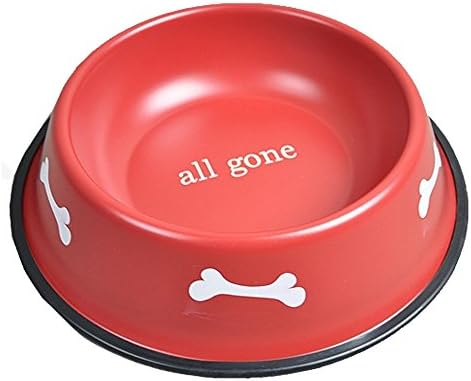 UK DEALS Paint Stainless Steel Non Skid Dog Puppy Cat Pet Bowl Pet Dinner Dish Feeding Watering Supplies In Red