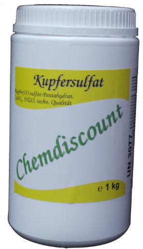 1kg Kupfersulfat(-Pentahydrat) Kupfervitriol CuSO4, in stabiler Dose, versandkostenfrei!