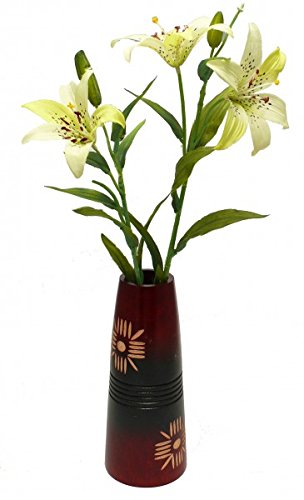 Blumenvase, Vase aus Mangoholz, Deko-Vase 20 cm, Ø 8 cm / Öffnung 5 cm