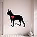 Produktbild Boston Terrier Applique Custom Name personalisiert mit Ihrem Hundenamen Wandaufkleber Haustier Hund mit rotem Herzen Kunst Wandbild grau 42x43cm