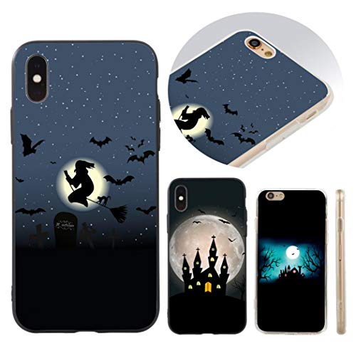 Huhuswwbin Halloween Night Moon Mobile Phone Protective Case Cover for  iPhone X/8/7/6-1# for iPhone Plus/8 Plus