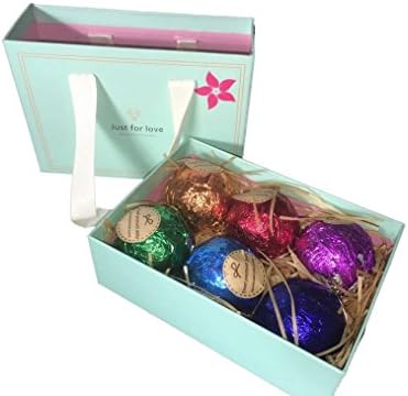 Premium Natural Bath Bomb Set 6 Different Scents Included - Ideal Gift for Any Occasion (Light Blue)