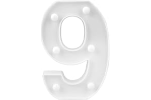 VETRINE INRETE Vetrineinrete® Numero luminoso bianco a LED decoro per eventi feste luce calda 3000k 16x3cm alimentato da 2 batterie AAA (non icluse) (9) D77