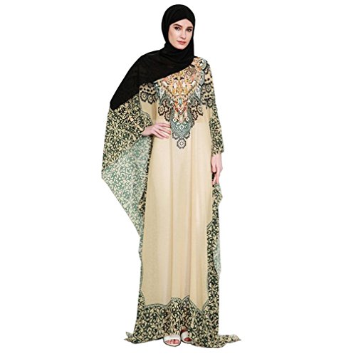 Preisvergleich Produktbild Malloom Moslemische Frauen, die Einfaches islamisches Kleidungs-Rayon-Kleidernaher Osten-Langes Kleid Drucken