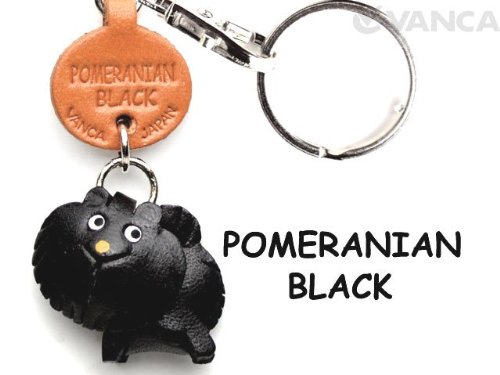 Preisvergleich Produktbild Pomeranian Hund Klein, Aus Leder, Schwarz, Schlüsselanhänger, Schlüsselanhänger VANCA CRAFT Mauspad, Made in Japan