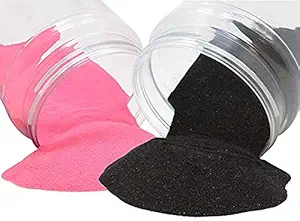 Quantum Retail Sugar Size Crystal/Quartz Silica Sand for Home and Garden Decor; Aquarium Substrate; Terrarium, Aquarium Decorative Sand (6 KG Black Sand + 6 KG Pink Sand)
