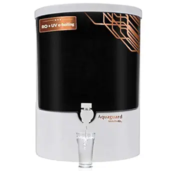 Eureka Forbes Aquaguard Marvel Water Purifier with 8L Large Tank, Patented Active Copper+RO+UV e-boiling+MTDS+Mineral Guard Technology with water saving (White)