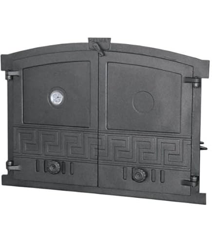 Euro Sezam - halfronde gietijzeren ovendeur - massieve dikke ovendeur - pizzaovendeur - AA001 - dubbele deur met deurslot - 48x38 - deuren voor pizzaovens, broodovens, tuinkeukens en rokerij