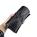 Travelmall Makeup brush rolling case pouch holder Cosmetic bag organizer Travel portable 18 pockets Cosmetics Brushes leather case (black)